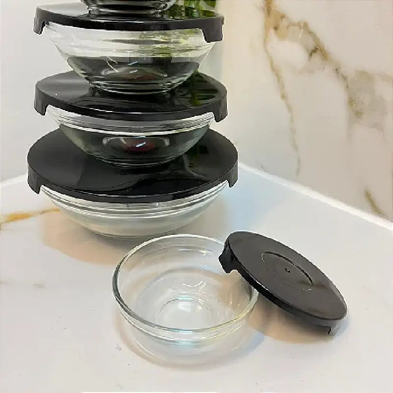 Conjunto de 5 Potes de Vidro Temperado com Tampa Vedadora
