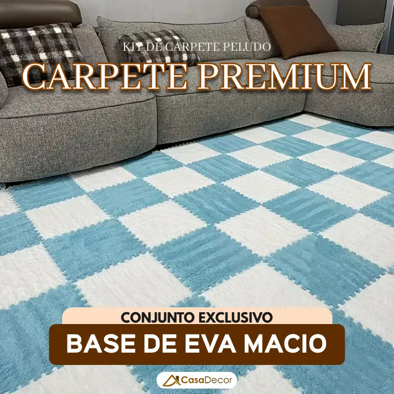 Conjunto de 12 Carpetes Peludo com Base de EVA Macio | Ambiente Seguro e Aconchegante