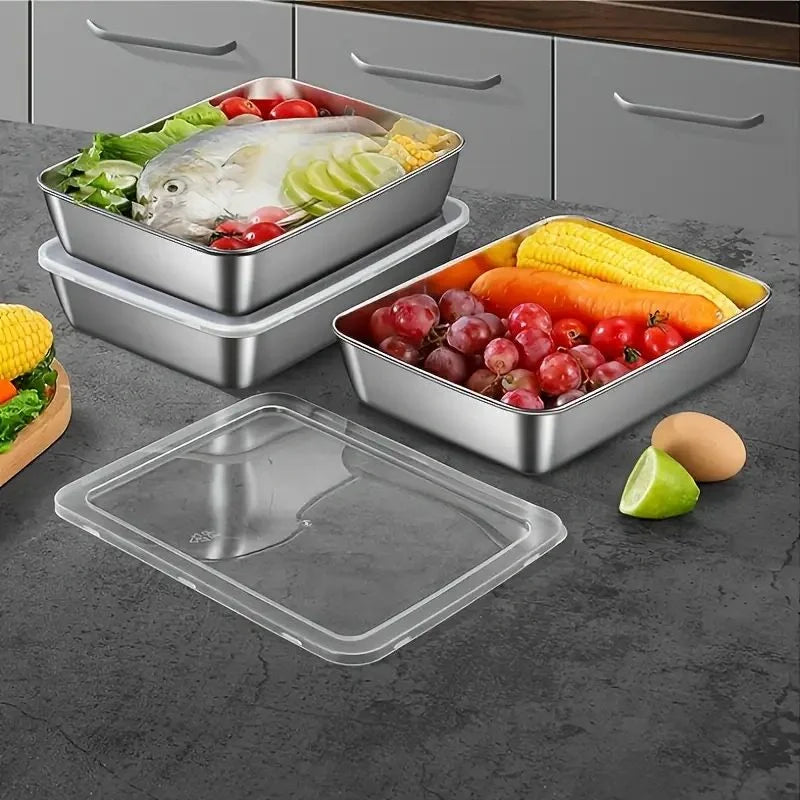 Conjunto 6 Recipientes em Aço Inox com Tampa a Prova de Vazamento