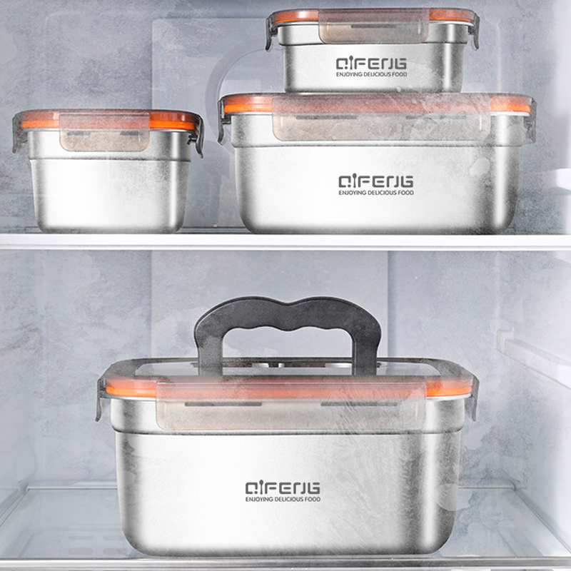 Conjunto de 4 Recipientes em Aço Inox Multiuso com Tampa Seladora a Vácuo