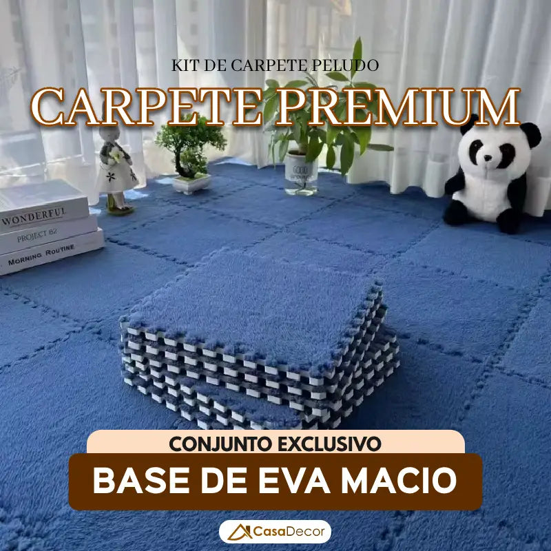 Conjunto de 12 Carpetes Peludo com Base de EVA Macio | Ambiente Seguro e Aconchegante