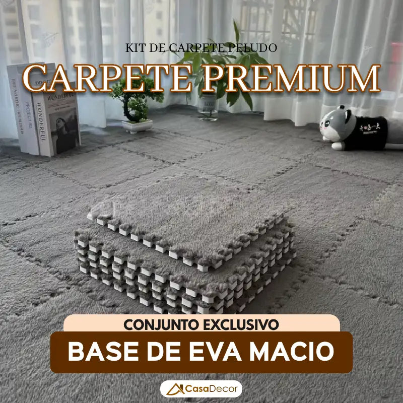 Conjunto de 12 Carpetes Peludo com Base de EVA Macio | Ambiente Seguro e Aconchegante