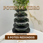 Conjunto de 5 Potes de Vidro Temperado com Tampa Vedadora