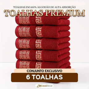 Conjunto de 6 Toalhas em 100% Algodão de Alta Absorção Bordada