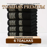 Conjunto de 6 Toalhas em 100% Algodão de Alta Absorção Bordada