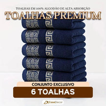 Conjunto de 6 Toalhas em 100% Algodão de Alta Absorção Bordada